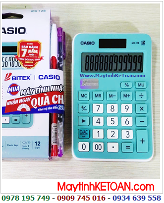 Casio MX-12B (vỏ màu xanh), Máy tính tiền Casio MX-12B (loại 12 số Digits), Bảo hành 07 năm /CÒN HÀNG